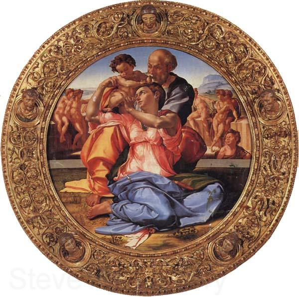 Michelangelo Buonarroti The Holy Family with the Young St.John the Baptist Norge oil painting art